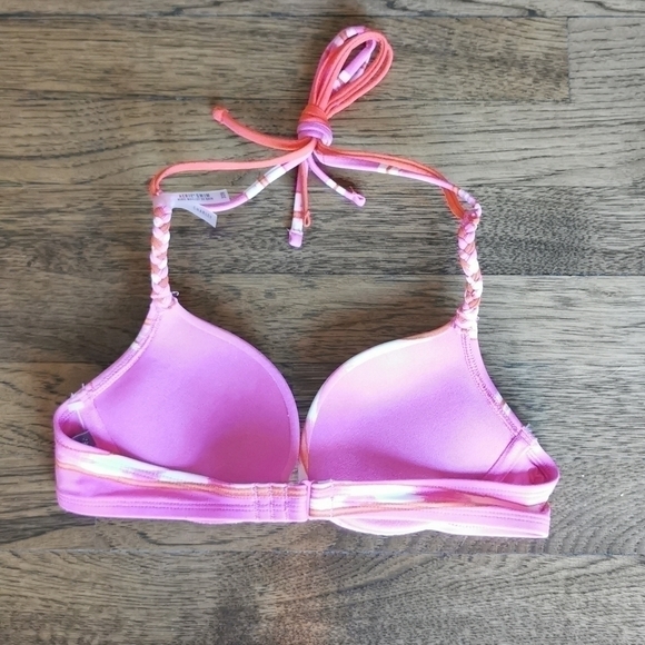 AERIE Bikini Top Push-Up Orange Pink New 32B - Picture 2 of 5